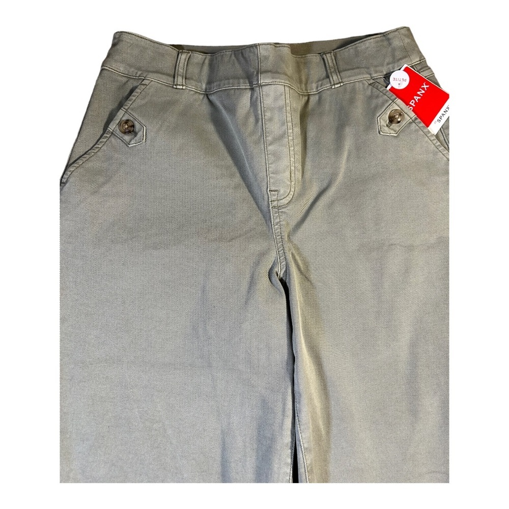 Spanx Stretch Twill Cropped Wide Leg Pant Petite in Olive green (A1) - Picture 11 of 16